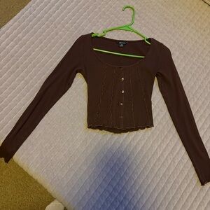 Monki Chocolate Button Down Top